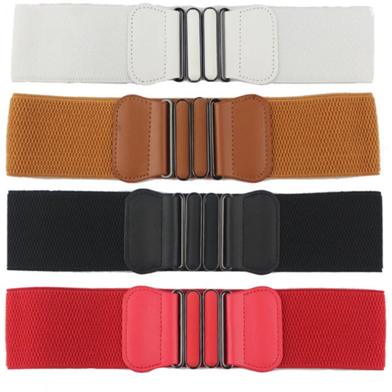 

Simple Women Elastic Belt Fashion Wide Belt with Dress Long Down Clothes Decorative Wide Waist Seal Female Monochrome 6CM/7.5CM