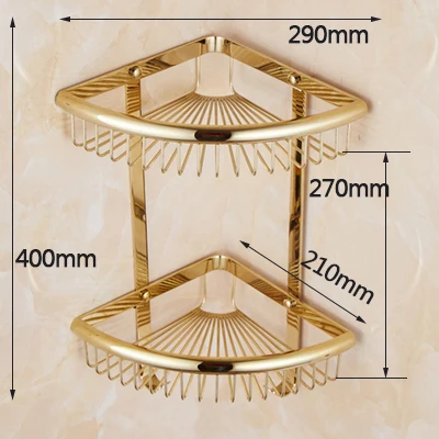 Серия FZ золотые полированные толстые аксессуары для ванной комнаты, набор аксессуаров для ванной, Полка для полотенец, держатель для бумаги, тканевый крючок 414 г - Цвет: double shelf only