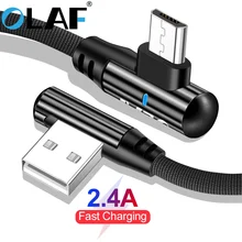 Olaf 2.4a micro usb, cabo de carga rápida, 90 graus, cotovelo, para samsung s7, xiaomi 4, celular cabo microusb do cabo