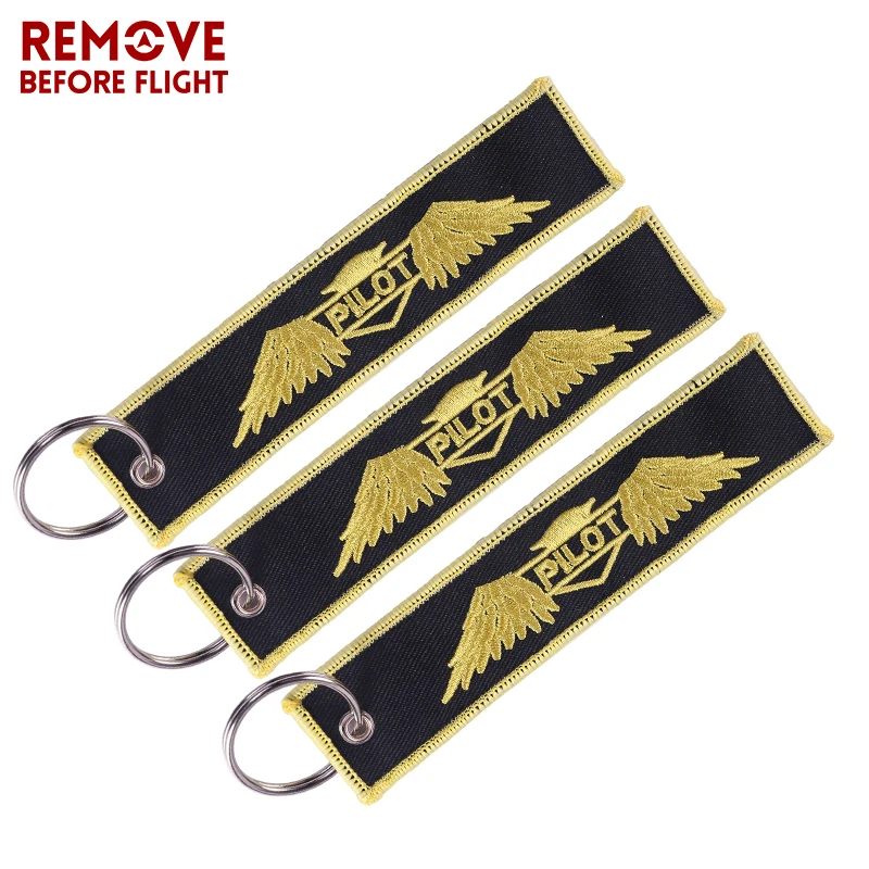 Remove Before Flight Keychain Embroidery Gold-Color Pilot Key Ring Chain for Aviation Gifts OEM Key Chains Aviation Safety2