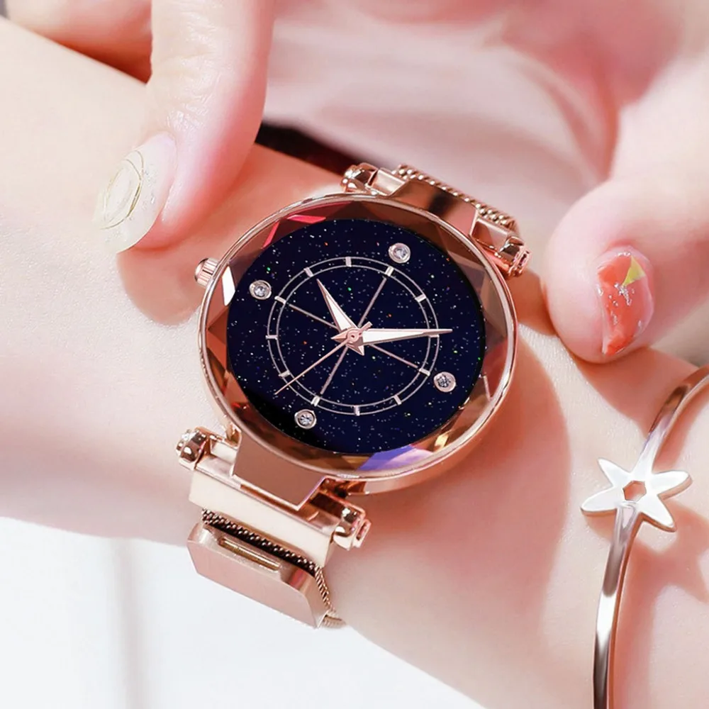 

Hot Sale Women's Watches Luxury Ladies Magnetic Starry Sky Wrist Watch Fashion Female Diamond Quartz Clock For Gift Dropshipping