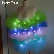 Fashion dance LED tutu mini skirt Up Neon Fancy Rainbow Mini Tutu Fancy Costume Adult light Skirt TFS Corset Tutu Skirt