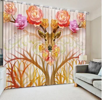 

High quality custom 3d curtain fabric flower curtains