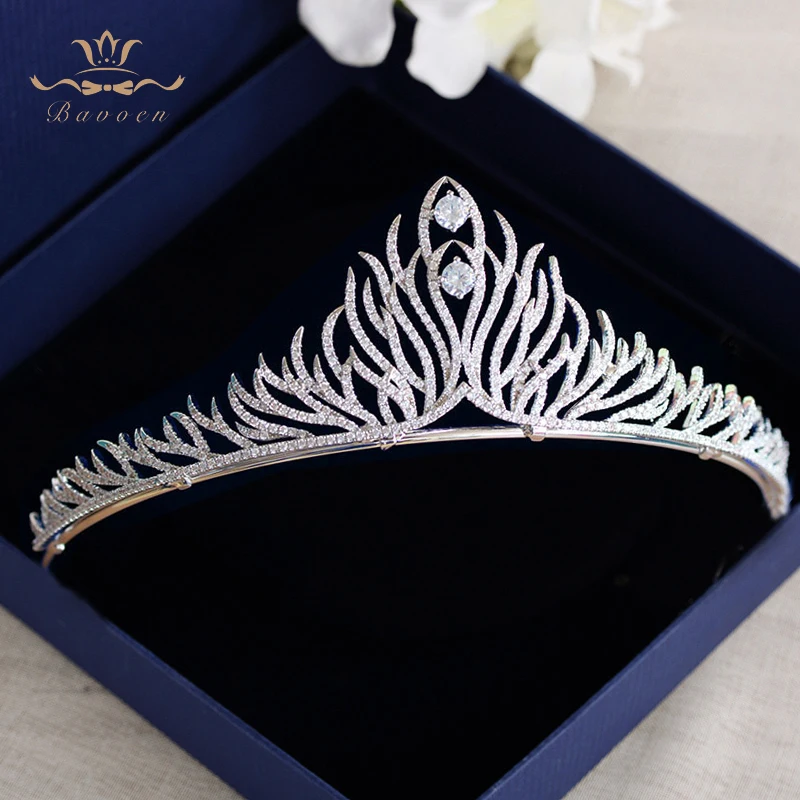 

Bavoen High-end Top Quality Stars Zircon Crystal Brides Tiara Crorwn Sliver Hair bands Headpieces Evening Accessories