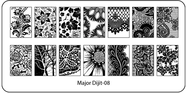 Новое поступление MajorDijit черный цветок кружева ногтей штамповки пластины нержавеющая сталь дизайн ногтей штамп маникюрный шаблон инструменты для ногтей - Цвет: MajorDijit08