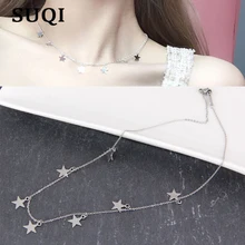 SUQI ожерелье со звездами из нержавеющей стали, женское колье Kolyma, серебряное ожерелье с бабочкой, богемные кулоны, Женские Ювелирные изделия на цепочке и воротнике