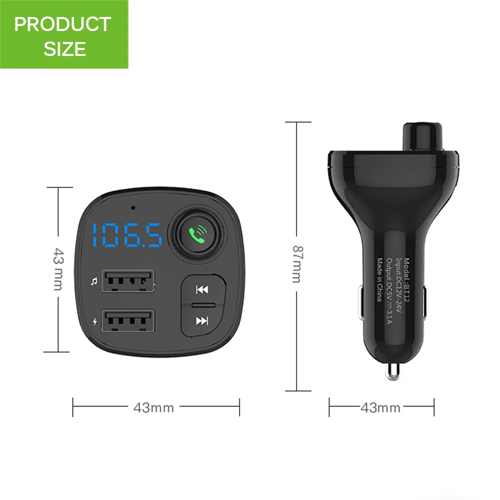 Автомобильный fm-трансмиттер Bluetooth V4.2 громкой связи MP3 плеер Автомобильный комплект FM Aux модулятор с 3.1A Dual USB Автомобильное Зарядное устройство автомобиля аксессуары