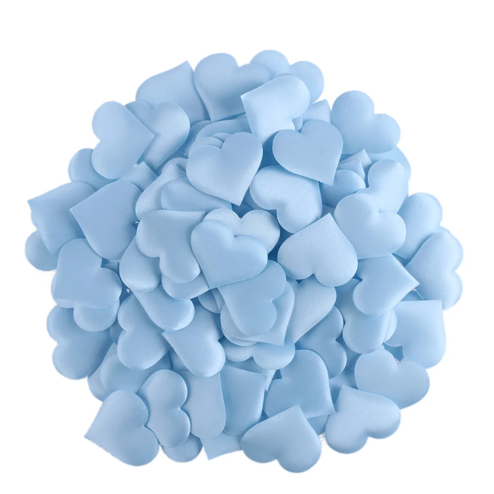 100Pcs Beautiful Padded Fabric Throwing Petals Romantic Love Heart Table Wedding Party Decoration DIY Craft Table Decoration - Цвет: Blue