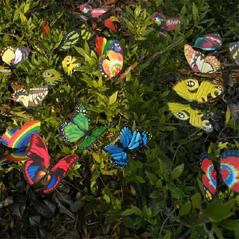 

2018 High Quality 10Pcs Colorful Butterfly On Sticks Garden Vase Lawn Craft Art Decoration Dropship 9.1