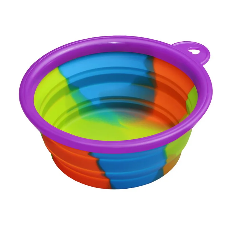 Folding Dog Bowl Outfit Portable Travel Bowl Dog Feeder Water Food Container Silicone Small Mudium Dog Pet Tools - Цвет: G
