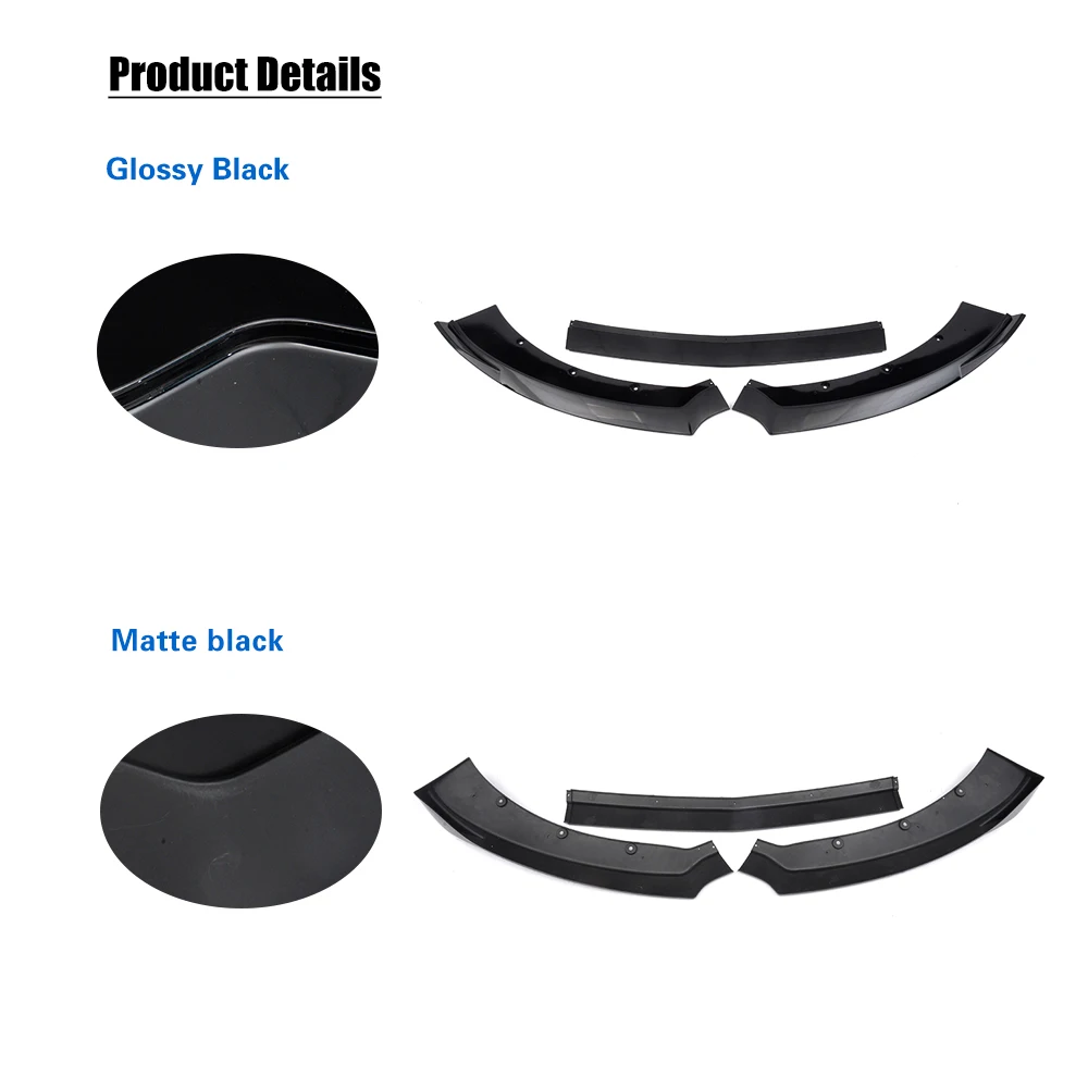 Front Bumper Lip Spoiler Splitters For Ford Mustang 2015 PP Matte Blak Glossy Black Not for Shelby GT350