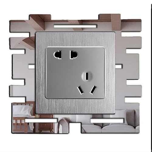 Зеркальный переключатель на стену с наклейками современный минималистичный креативный домашний декор 10 различных стилей серебристого цвета - Цвет: Silver G