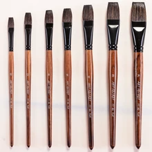 777SQFlat Высокое качество волосы белки черный латунный наконечник дубовая деревянная ручка акварельные краски художественные кисти для рисования