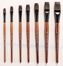 High quality 777SQ Flat grey squirrel hair wooden handle watercolor painting paint art artist brush