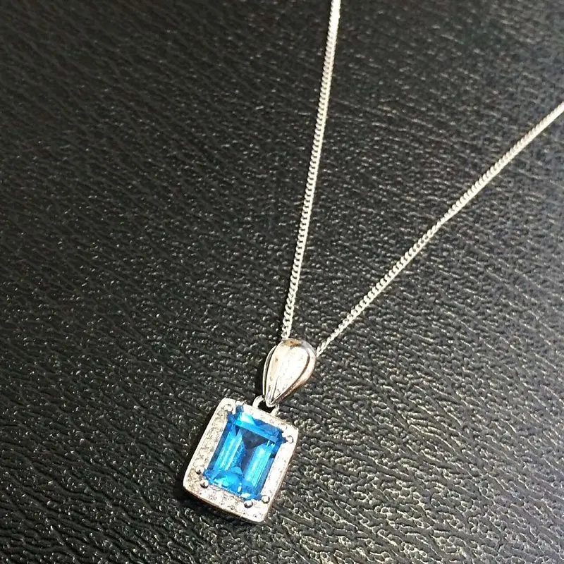 2017 Qi Xuan_Blue Stone Simple Elegant Pendant Necklace_Real Blue Stone Necklace_Quality Guaranteed_Manufacturer Directly Sale