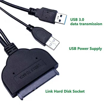 

7+15 pin 5 Gbps SATA to USB 3.0 Adapter Hard Disk Drive Converter Adapter Cable for 2.5 Inch SATA HDD SSD Hard Drive Enclosure