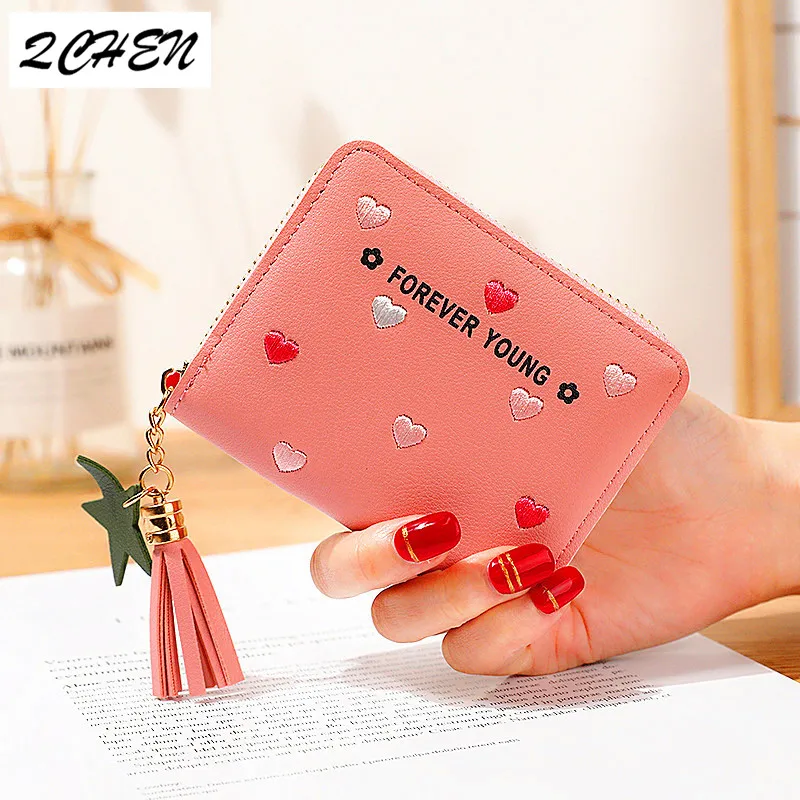 

2019 New Women's Cute Fashion Purse Leather short Zip Wallet Coin Card Holder Soft Phone Card Female Clutch Leisure 249