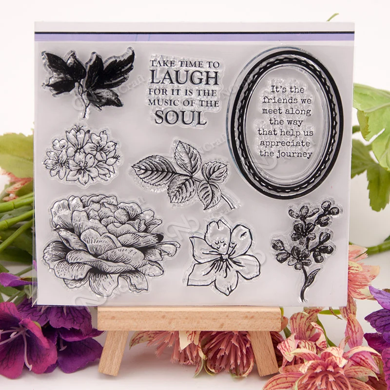 

CLEAR STAMPS Flower DIY Scrapbook Card album paper craft silicon rubber roller transparent stamps B01