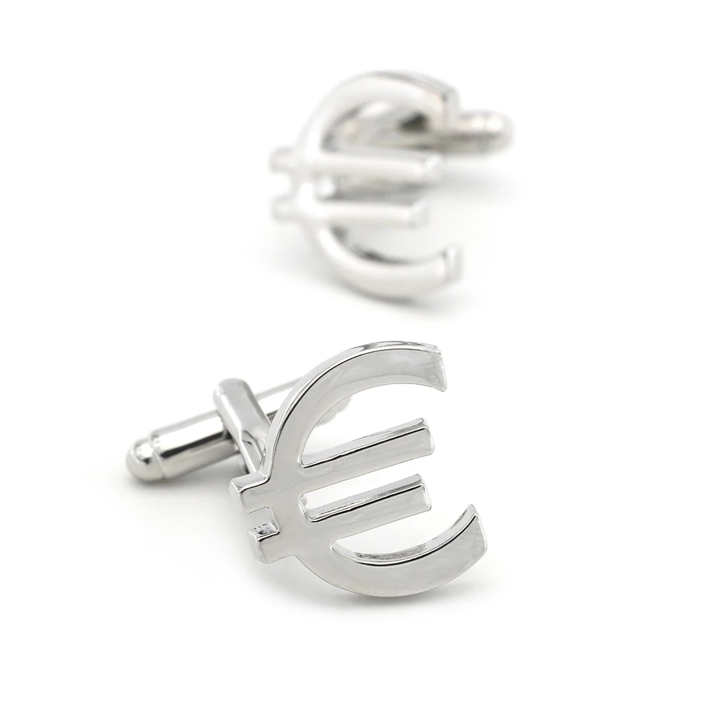 

Men's Euro Symbol Cuff Links Copper Material Silver Color