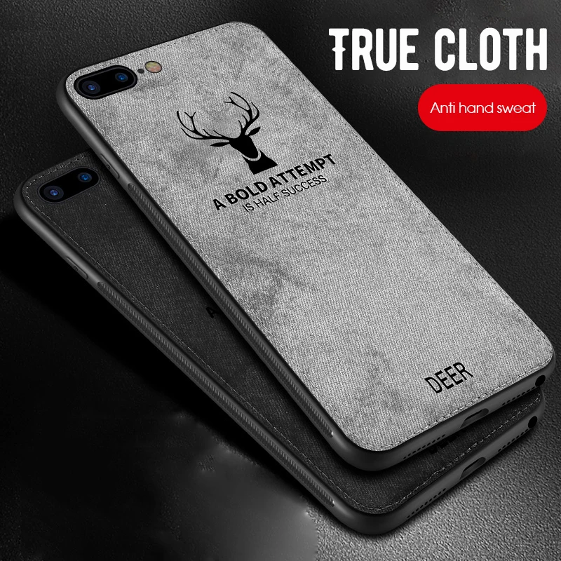 Cloth Texture 3D Embossed Deer Case For iPhone XR XS Max X 6 6S 7 8 Plus Premium Soft TPU edge Phone Case Cover Coque