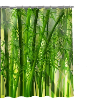 

HOT SALE Print Your Pattern, Custom Bamboo Shower Curtain Polyester Fabric Bath Curtain Waterproof With Hook For Bathroom