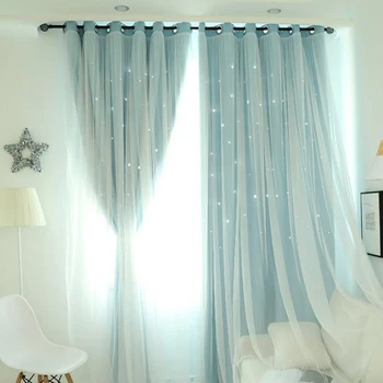 

Shiny Little Stars Sheer Curtains Dreamlike Voile Kids Room Door Window Drapes