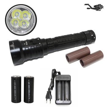 

LED Diving Flashlight 4x L2 LED DX4S Underwater Dive Torch Waterproof lanterna support 18650 26650 Torch
