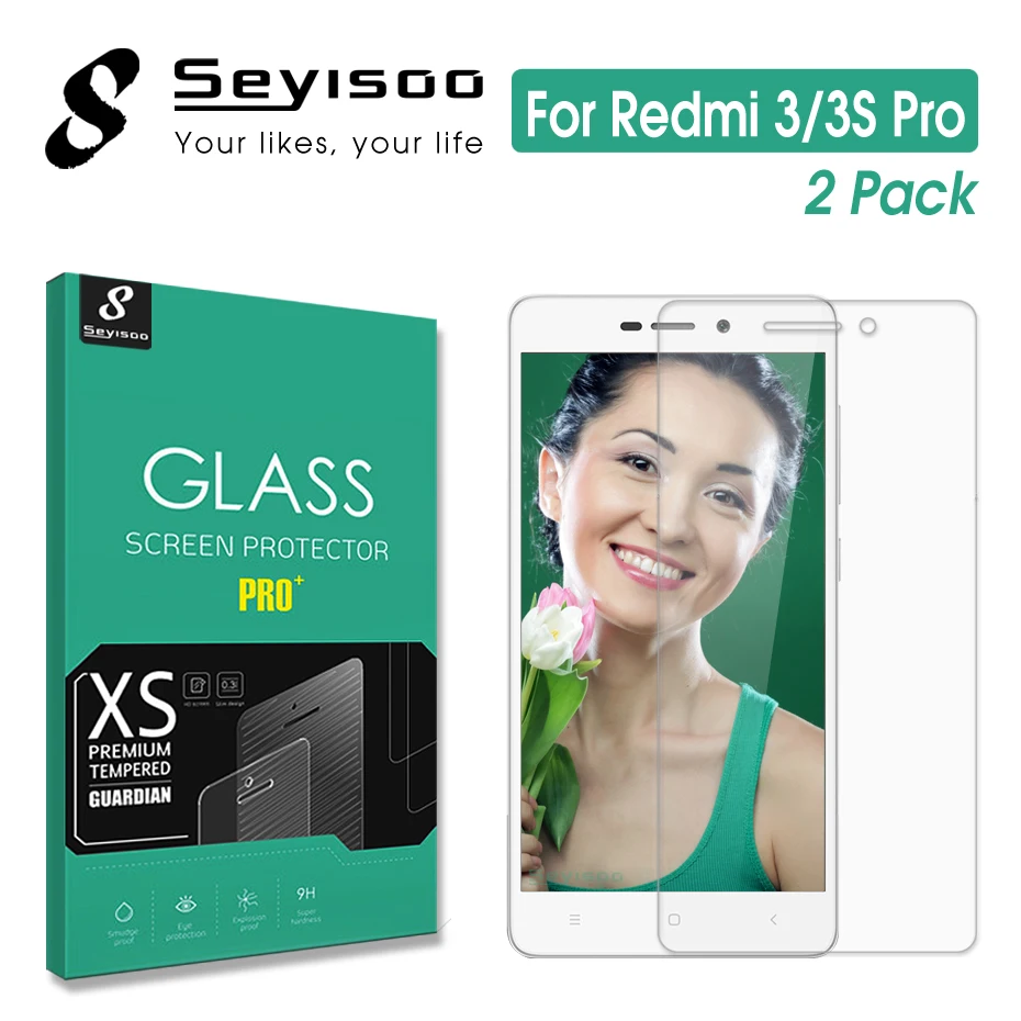 [В 2 упаковках] 100% Защитная пленка для экрана из закаленного стекла Seyisoo Xiaomi Redmi 3 Pro