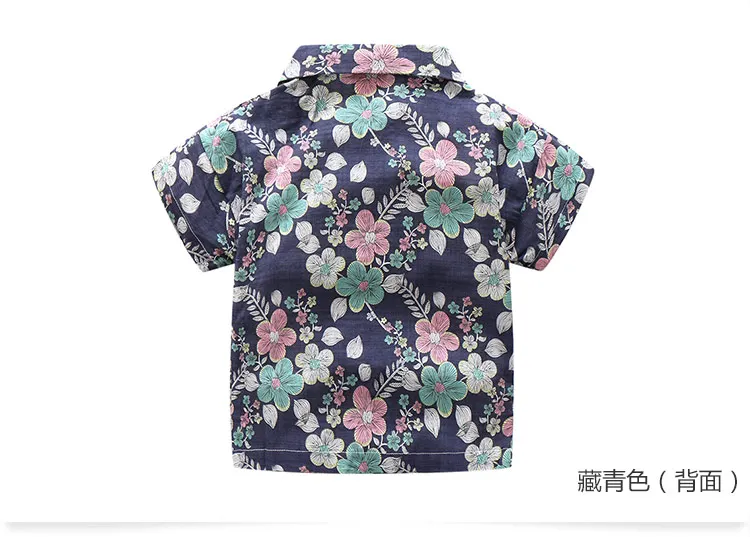 2-10 Years Birthday Kids Clothes 2018 Summer Fashion Cotton Flower Floral Print Short Sleeve Turn Down Collar Boys Floral Shirt (3)