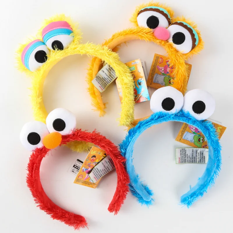

1 pcs Creative Kawaii Sesame Street Elmo Big Bird Cookie STUFFED DOLL TOY Headband hair band for children toy gift supplies