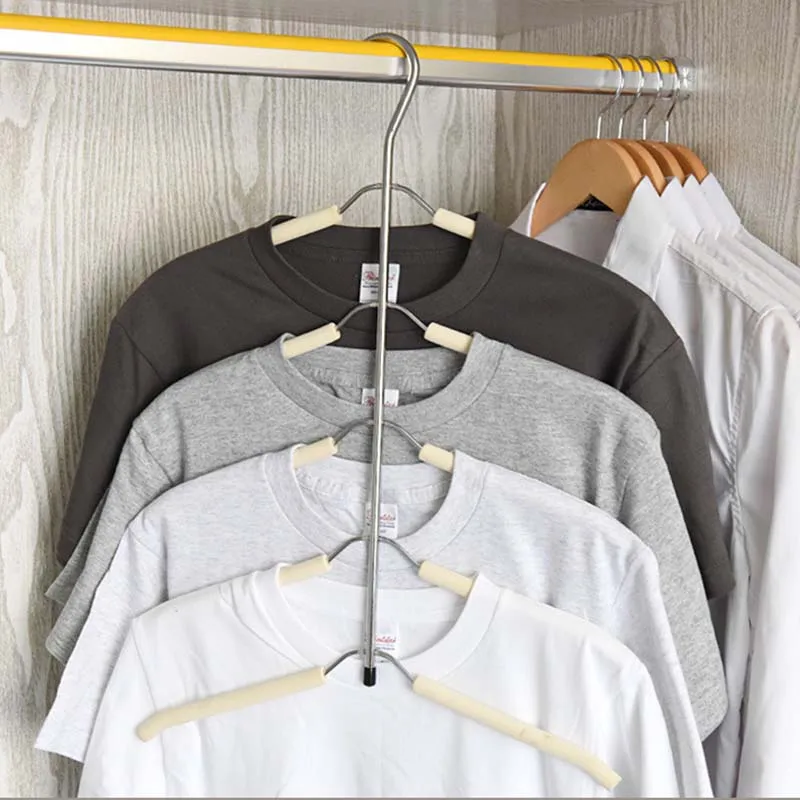

Cysincos Multilayer Stainless Steel Clothing Storage Racks Fish Bone Shape Clothes Hanger Storage Holder Laundry Drying Racks