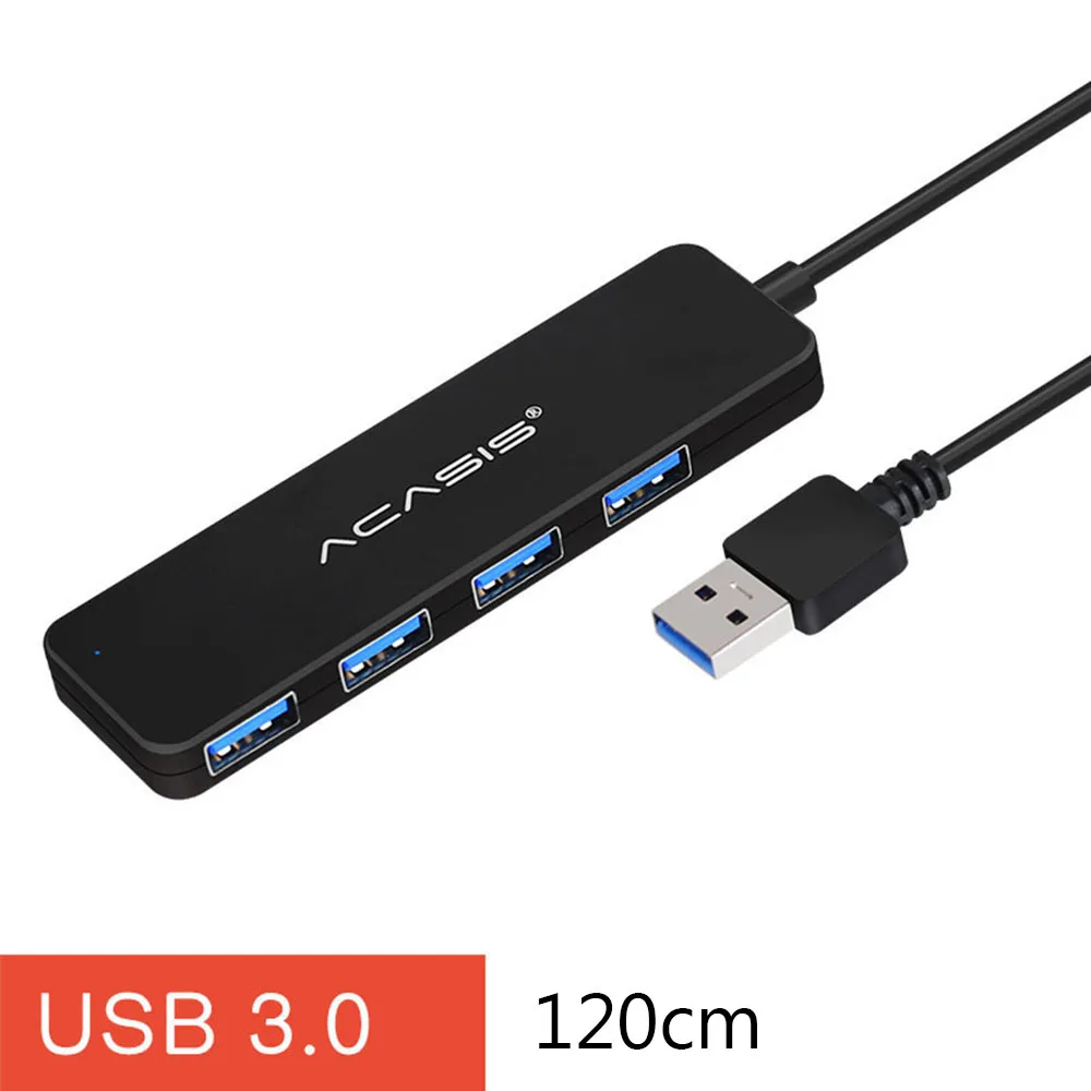 1 шт. 4 порта USB 2,0/3,0 концентратор компактный портативный высокоскоростной многопортовый адаптер расширитель для ПК ноутбук мобильный телефон U диск - Цвет: USB 3.0 Hub-120cm