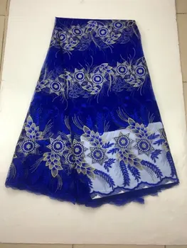 

2017 Latest French Nigerian Laces Fabrics High Quality Blue Tulle African Laces Fabric Wedding African French Tulle Lace