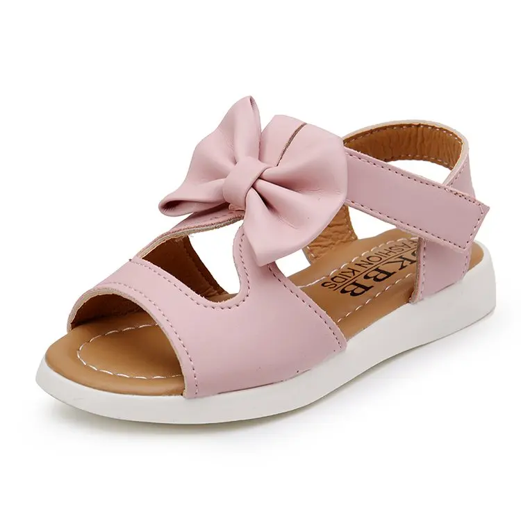 Дети маленькие девочки Лето бант фиолетовый розовый белый обувь для принцессы сандалии для девочек 2 3 4 5 6 7 8 9 10 11 12 лет сандалии - Цвет: pink