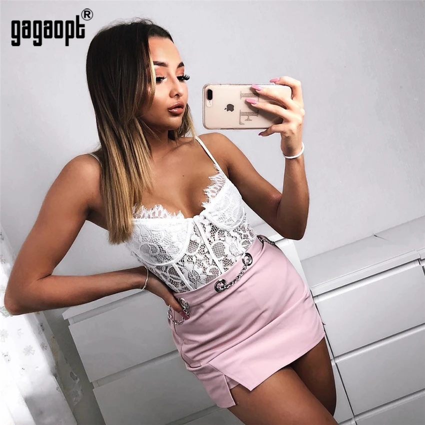 Gagaopt 2019 الصيف بودسوت/ بدلة الجسم المصنوعة من الدانتيل النساء الجوف خارج Bodycon مثير ارتداءها بذلة وزرة الشارع الشهير Gagaopt 2019 الصيف بودسوت/ بدلة الجسم المصنوعة من الدانتيل النساء الجوف خارج Bodycon مثير ارتداءها بذلة وزرة الشارع الشهير