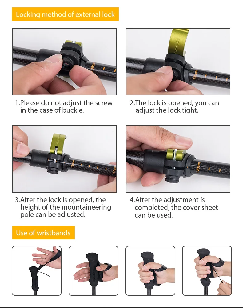 Seção de Fibra de Carbono Naturehike Bengala Ultraleve Ajustável Trekking Pole 135cm 234g 5 26 High Quality Esporte e Lazer