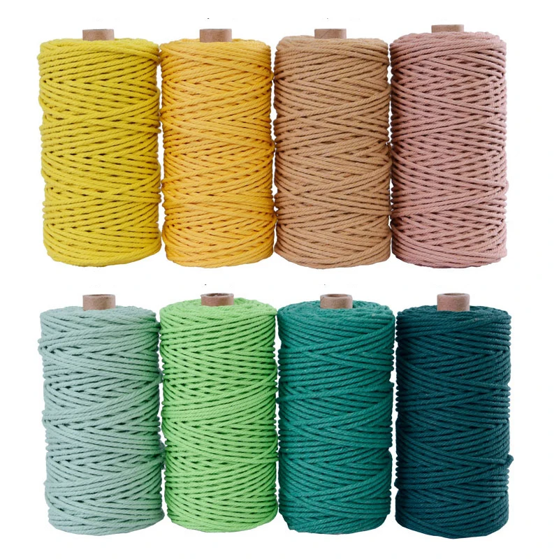 3mmx110yards 100% Cotton Cord Colorful Cord Rope Beige Twisted Craft Macrame String DIY Home Textile Decorative supply Tapestry5