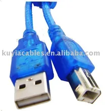 15 шт./лот USB 2,0 кабель для принтера AM до BM 1,5 м(прозрачный синий