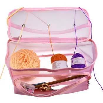 

Knitting Bag Thread Organizer Yarn Storage Mesh Bag Tote Storage Case for Crocheting Hook Knitting Needles Sewing Accessories