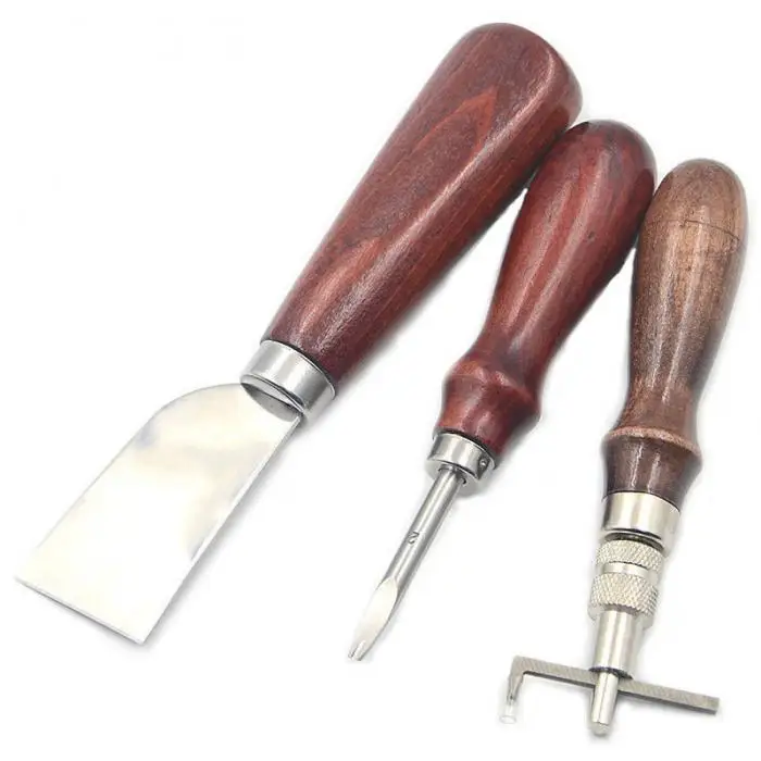 18 шт./компл. Leather Craft край для фотографирования с изображениями на удар шило сплошные буровые инструменты, Ручное шитье швейная седло Groover Leathercraft комплект TB распродажа