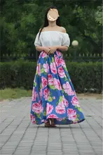 Strapless maxi dress Summer Dress floral print Elastic Waist Bohemian Beach Dresses slash neck Cotton Vintage dress vestidos