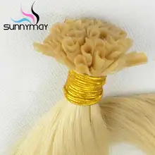 Nail Stick Nail Tip Brazilian Virgin Human Hair Extensions 100s/pack Blonde Color #613 Bleach U Shap Stick Tip Hair Extension
