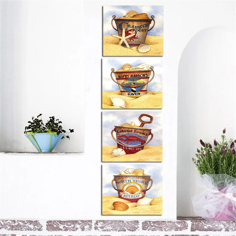 4-Stuks-Sea-Shell-Schilderen-Muur-Poster-Canvas-Muur-Pictures-voor-Woonkamer-Kerstversiering-voor-Home-Decor (2)
