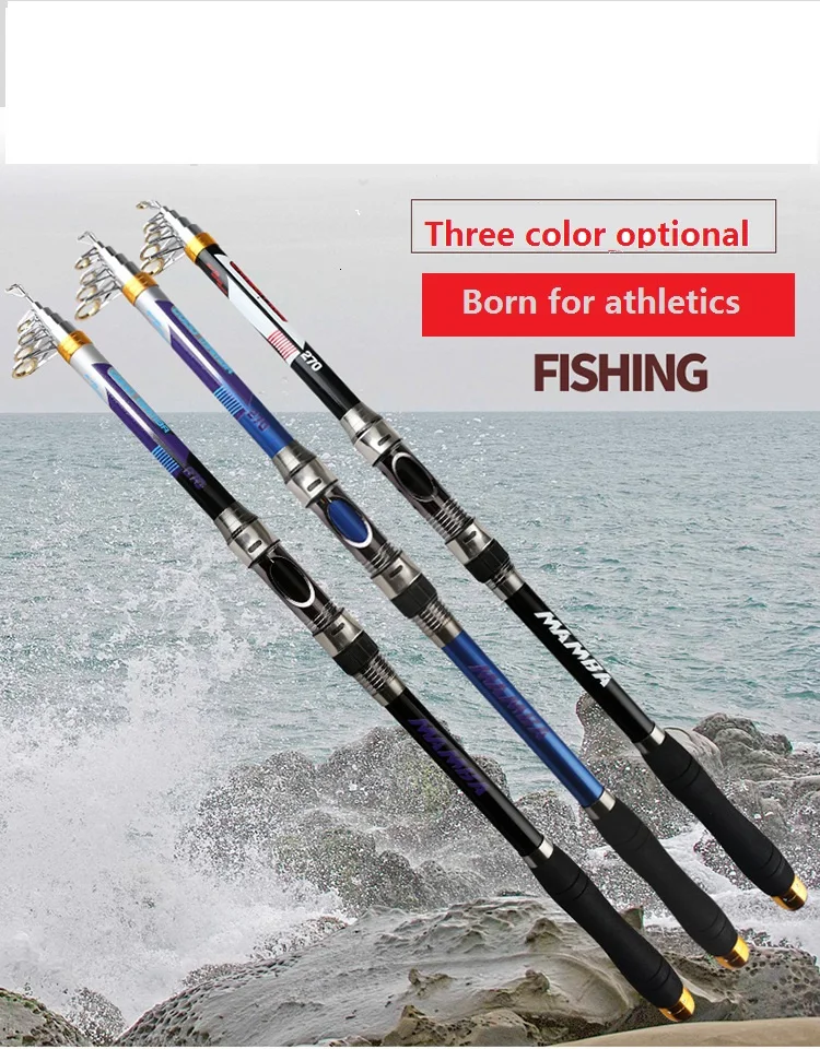 

Carbon three color2.1M 2.4M 2.7M 3.0M 3.6M Portable Telescopic spinning Fishing Rod Spinning Fish Hand Fishing Tackle Ocean rod