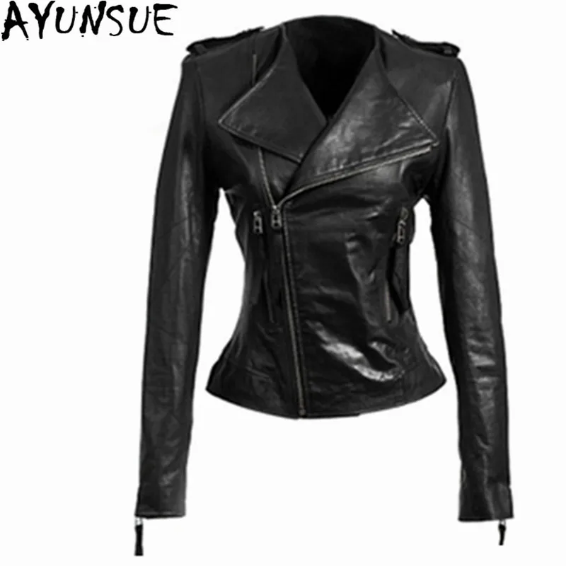  AYUNSUEJaqueta Couro Feminina Genuine Leather Jacket Women Spring Autumn Short Slim Clothing Womens