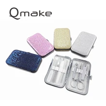 Модный сверкающий маникюрный набор инструментов, набор для педикюра, стальной чехол для ногтей и пальцев ног, универсальный домашний офисный уход