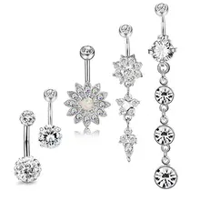 5 шт. 14 г кольца из нержавеющей стали пупка ювелирные изделия пупка пирсинг CZ инкрустированные