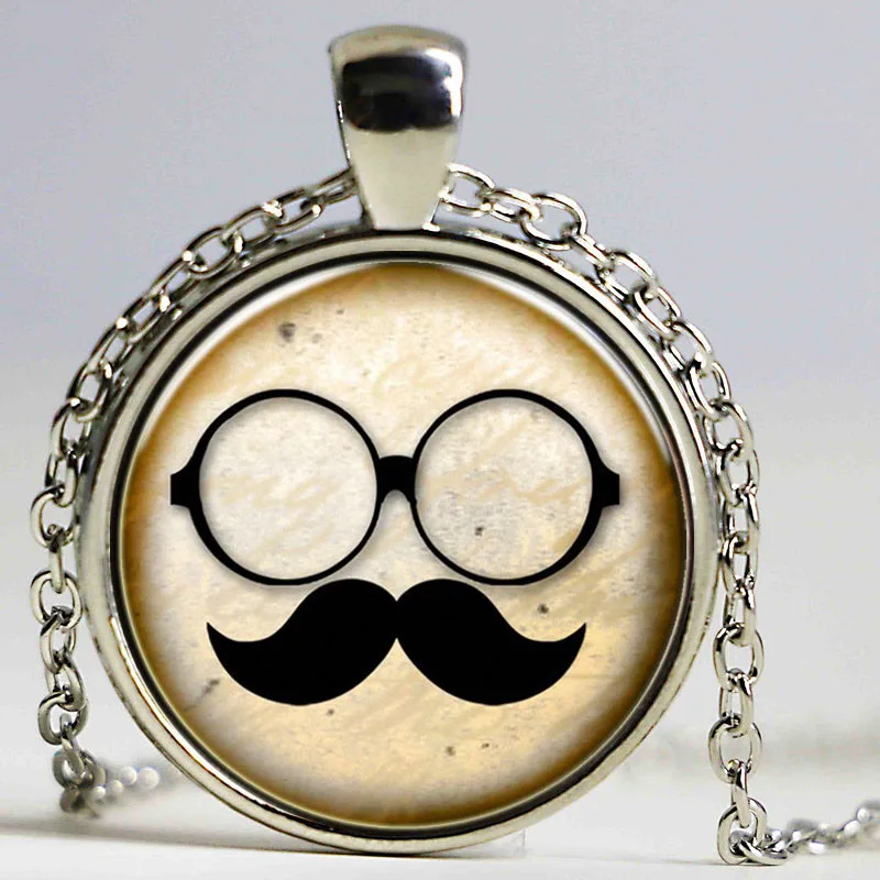 

Fashionable Time Stone Pendant Mustache Glasses Cute Secret Doctor Necklace Steampunk Jewelry Choker Necklace