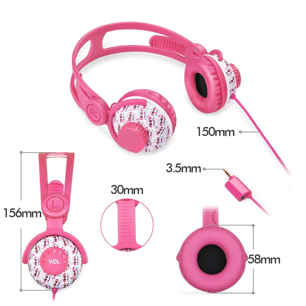 JINSERTA Kids Headphones Cute Headphone with Safe Volume Limiting Share Port 3 5mm Plug Children Headphones for iPhone iPad PC