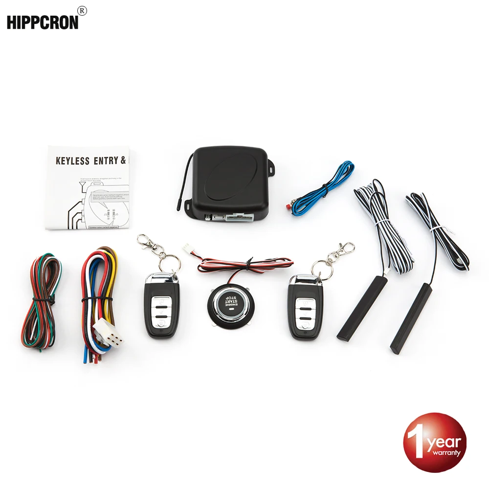 Hippcron-alarma de coche con Control remoto, sistema de arranque de motor de entrada sin llave para coche, botón pulsador, arranque remoto, parada automática